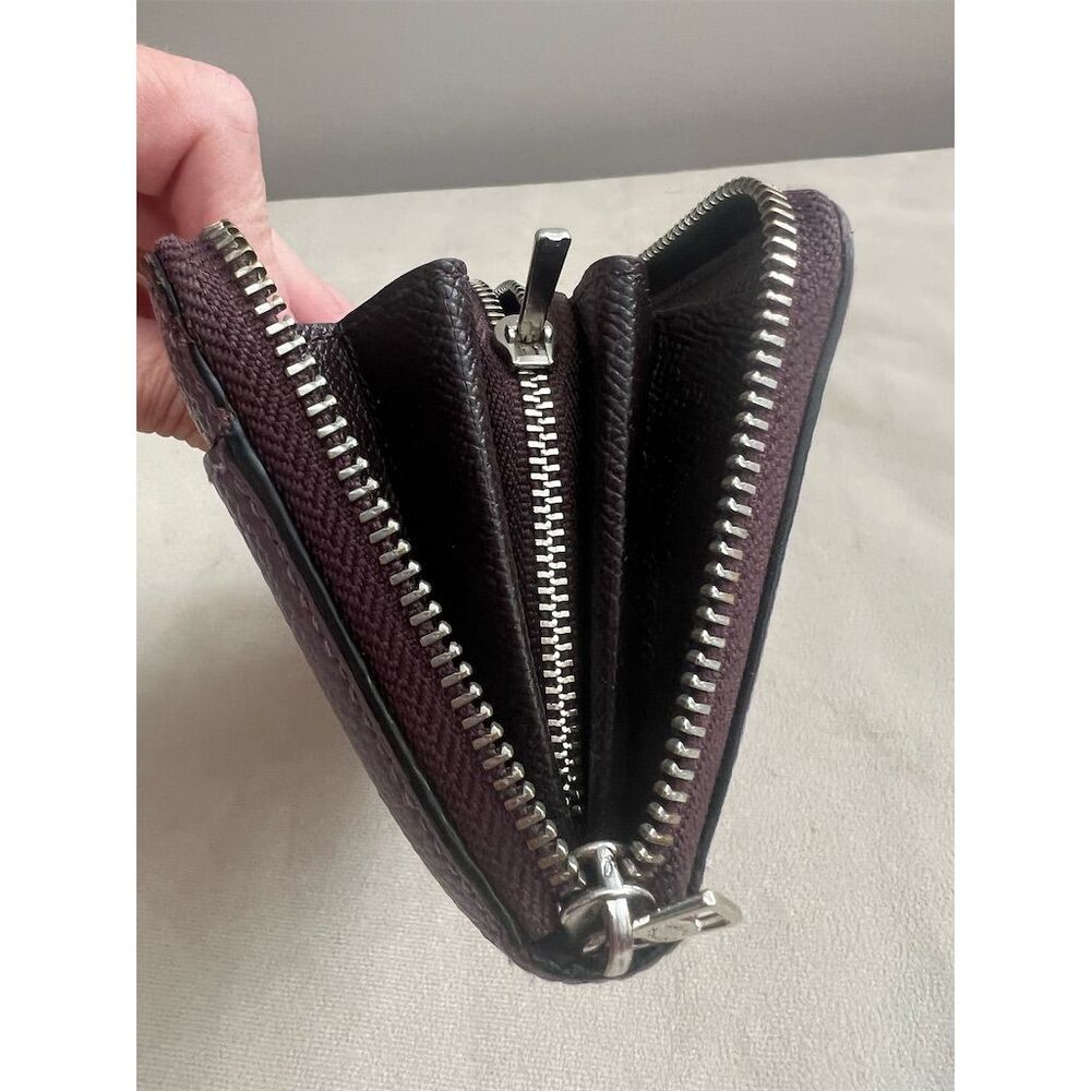 Coach Women's Purple Zip-Around Wallet Pebble Leather - Picture 8 of 9